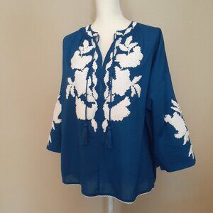Chico's Embroidered Peasant Blouse